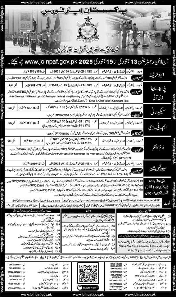 Join Pakistan Air Force (PAF) 2025 Online Registration for Airmen Positions Now Open