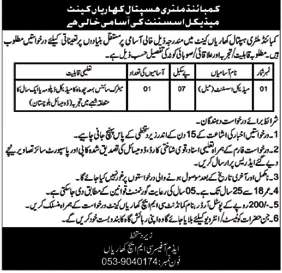 Medical Assistant Jobs At Combined Military Hospital (CMH) Kharian