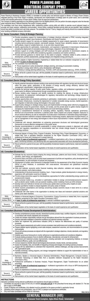 Power Planning & Monitoring Company PPMC Jobs 2025  Senior Consultant, Energy Policy Specialist, and more