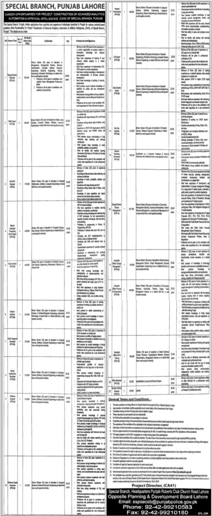 Special Branch Punjab Jobs For Administrator, Data Security Expert And Other Vacancies 2025