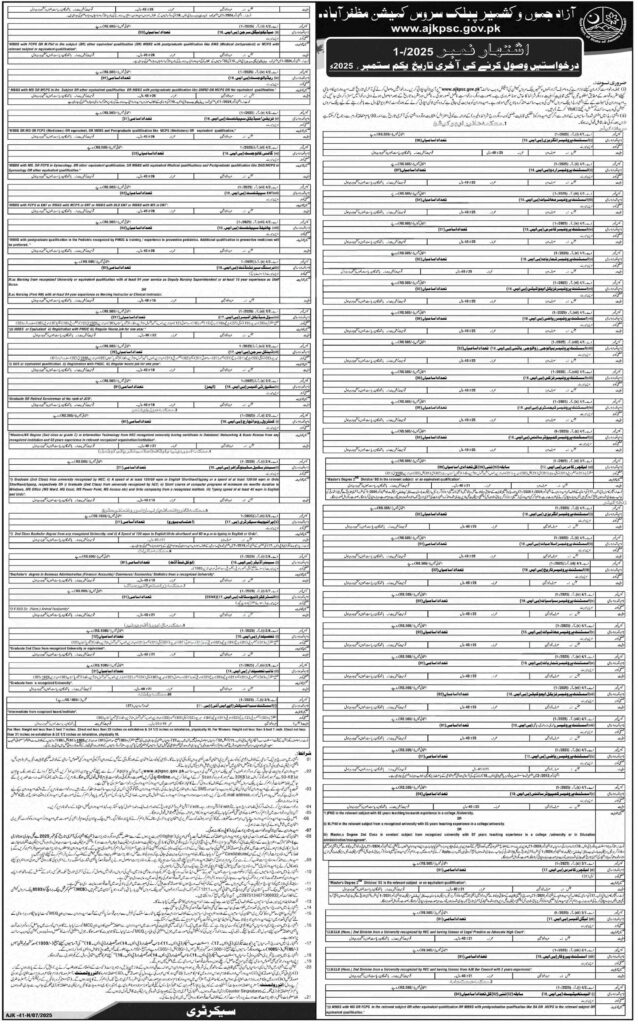 AJKPSC Jobs Advertisement July 2025 – Apply Online for Multiple Government Vacancies