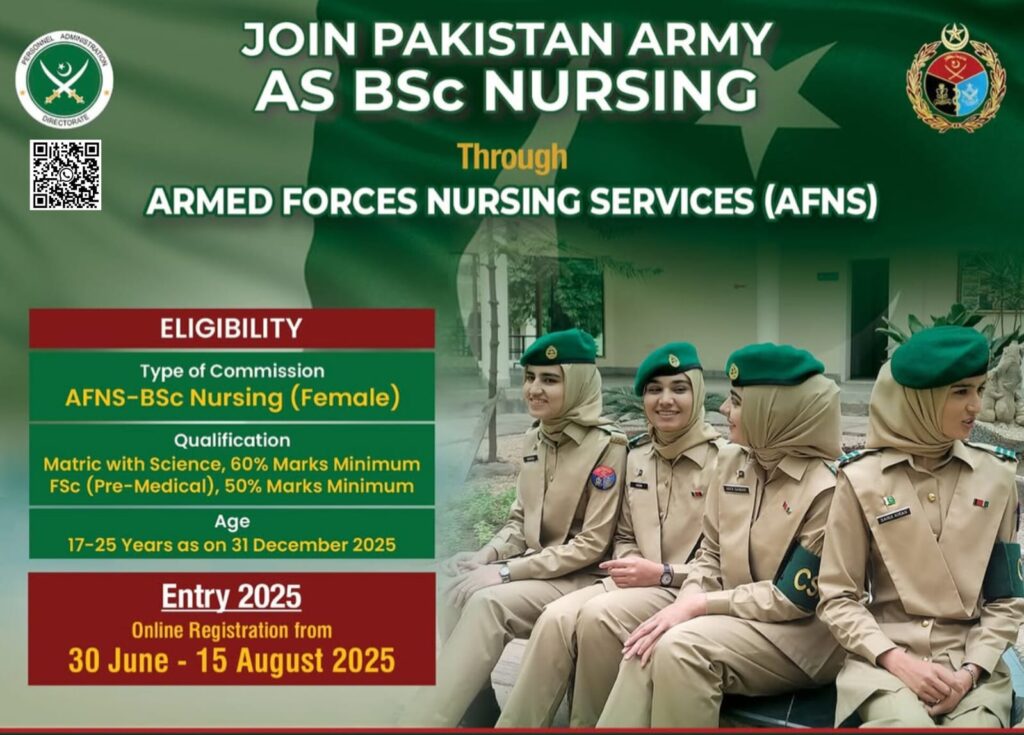 Join Pak Army as AFNS 2025 - Armed Forces Nursing Services