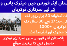 Join Pakistan Air Force 2026 – Latest PAF Vacancies for Matric & FSc Candidates