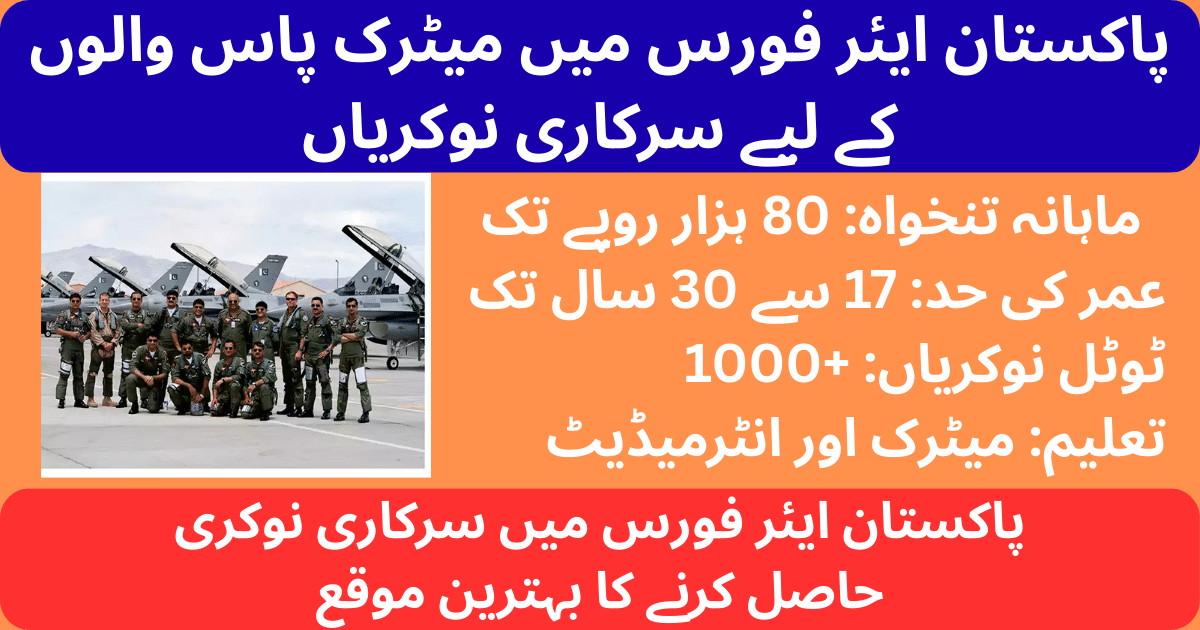 Join Pakistan Air Force 2026 – Latest PAF Vacancies for Matric & FSc Candidates