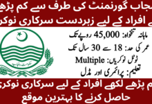Latest Govt Jobs 2026 For Naib Qasid Middle Pass Students