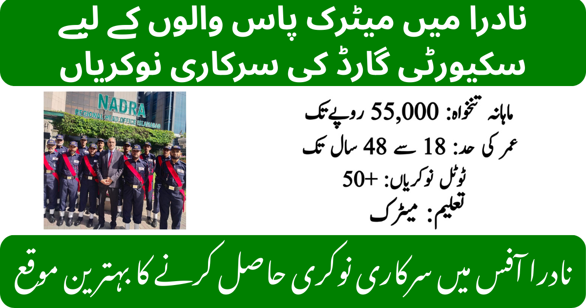 Latest NADRA Security Guard Jobs 2026