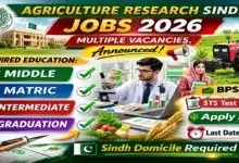 Agriculture Research Jobs Govt Of Sindh 2026