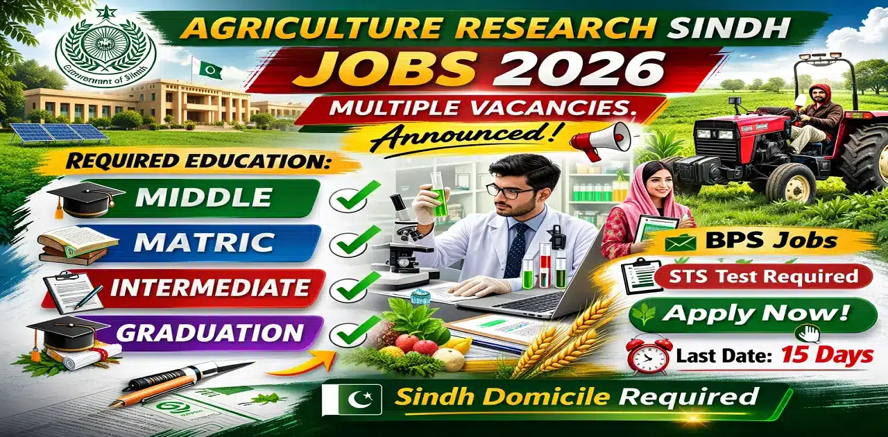 Agriculture Research Jobs Govt Of Sindh 2026
