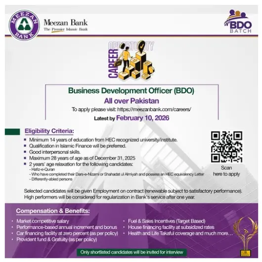 Meezan Bank BDO Jobs 2026 Advertisement