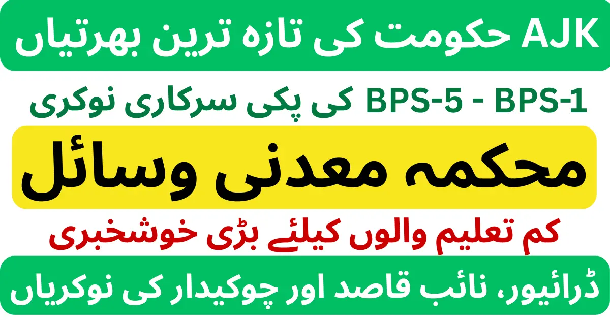 Mines & Minerals Department Jobs 2026 For Middle And Primary Pass