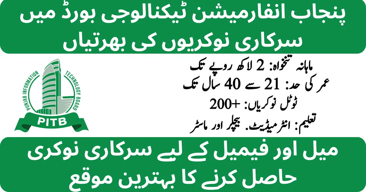 Punjab Information Technology Board PITB Jobs 2026 Online Apply