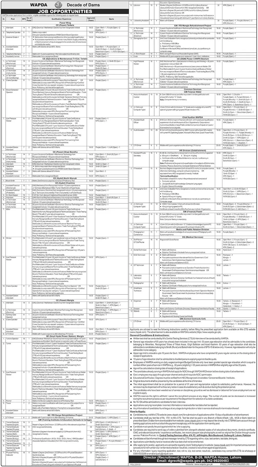 WAPDA Jobs 2026