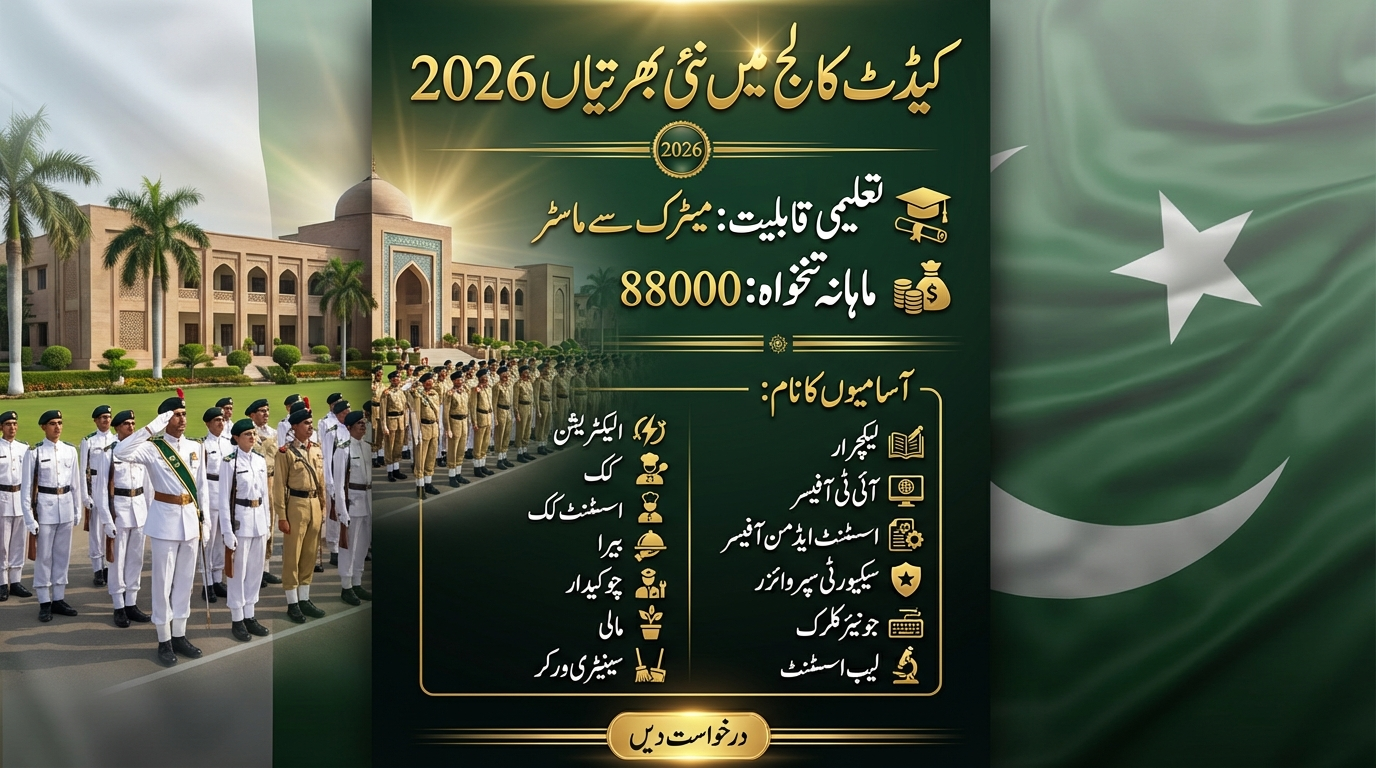 Cadet College Jobs 2026 For Lecturer, Clerk, Cook And Other Staff