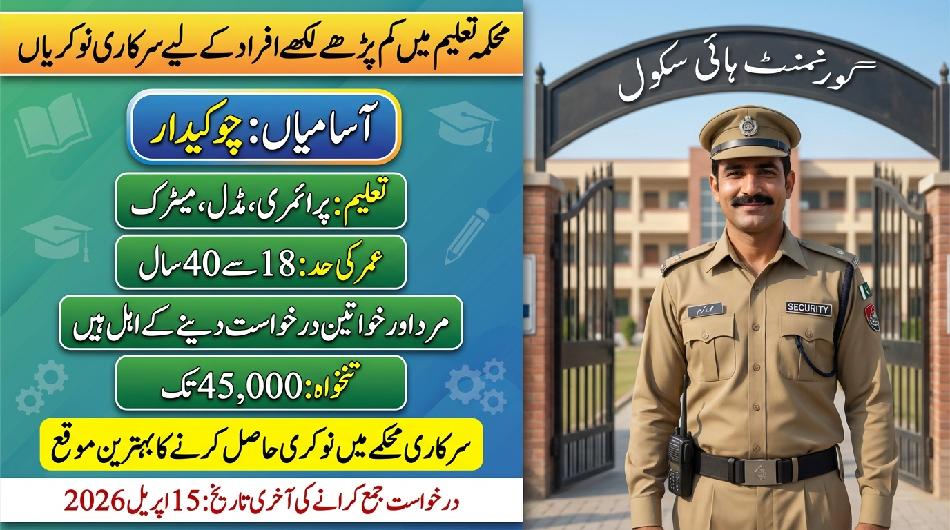 Elementary & Secondary Education Department Jobs 2026 For Chowkidar BPS-03