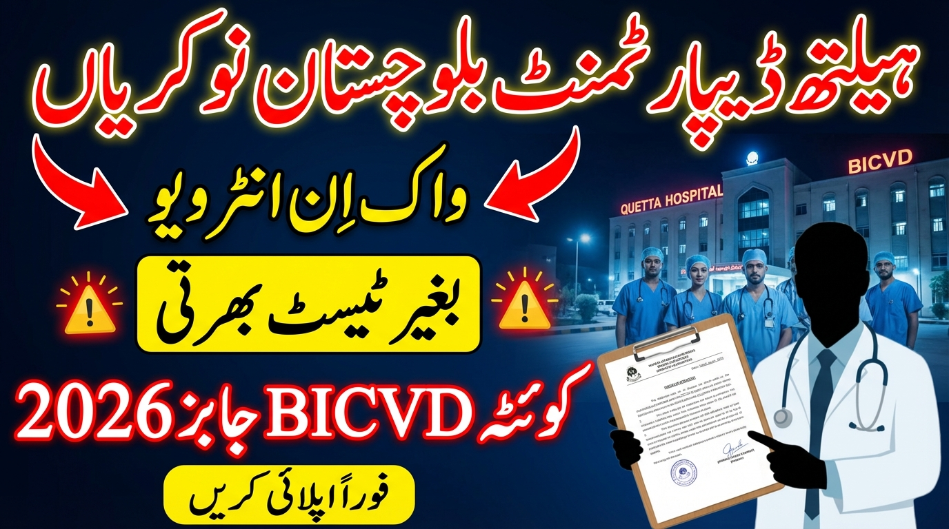 Health Department Balochistan Jobs Walk-In Interview for BICVD Quetta Jobs