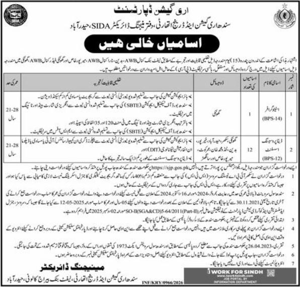 Irrigation Department Sindh Jobs 2025 For Engineer And Other Staff