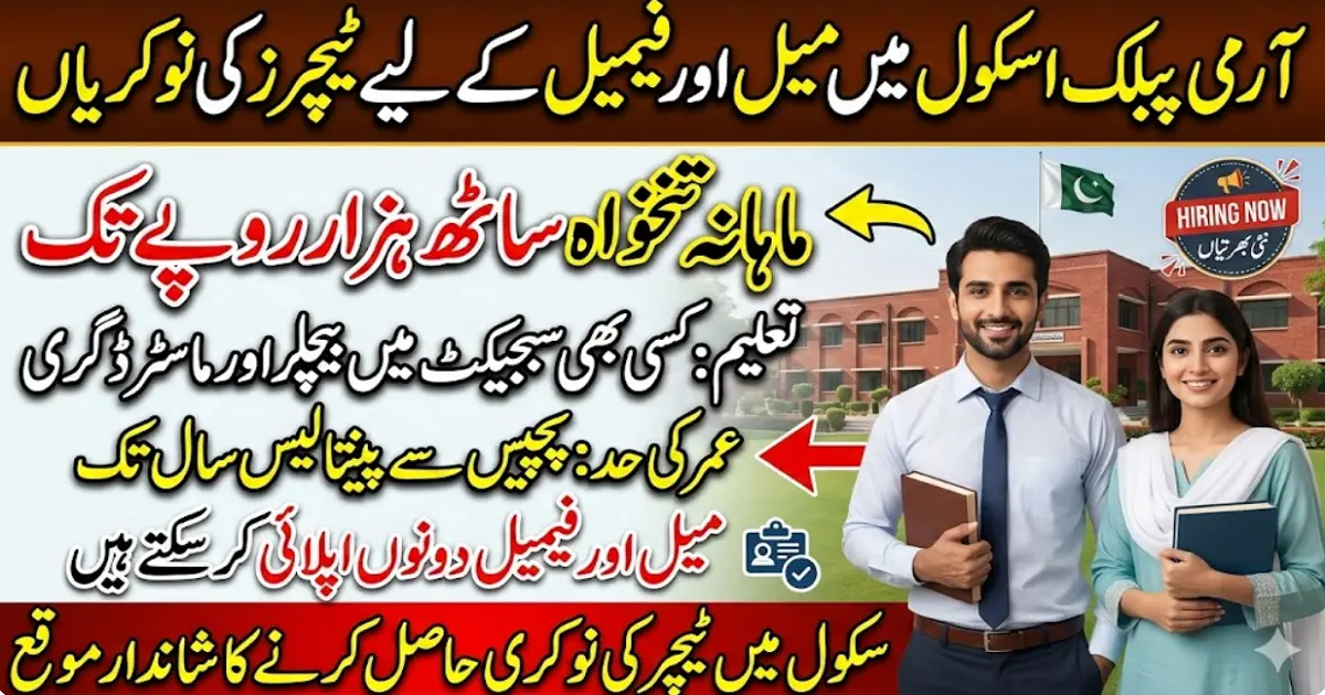 Jobs For Teachers At Army Public Schools 2026 Male And Female