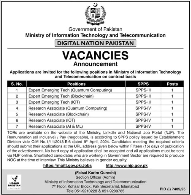 Ministry of IT & Telecommunication Pakistan Jobs 2026 – Digital Nation Pakistan Vacancies