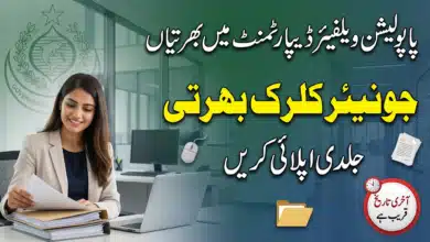 Population Welfare Department Jobs 2026 For Junior Clerk Vacancies