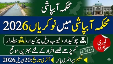 Irrigation Department Latest Government Jobs 2026 For MiddlePrimary Pass