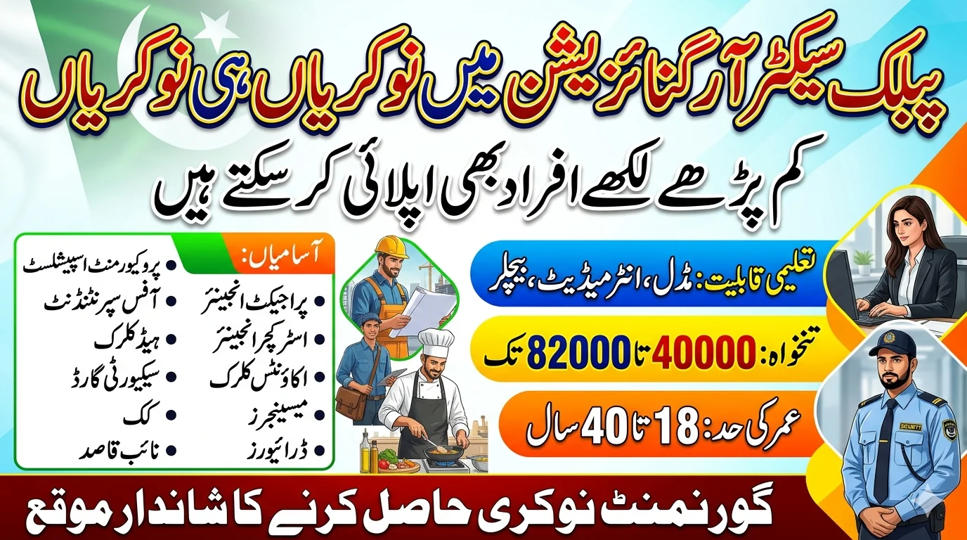 Public Sector Organization Government Jobs 2026 Apply Now For Clerk, Engineer, Cook And Other Staff