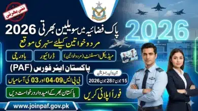 Pakistan Air Force Civilian Jobs 2026 – Online Registration for Medical Assistant, Driver and Cook Posts